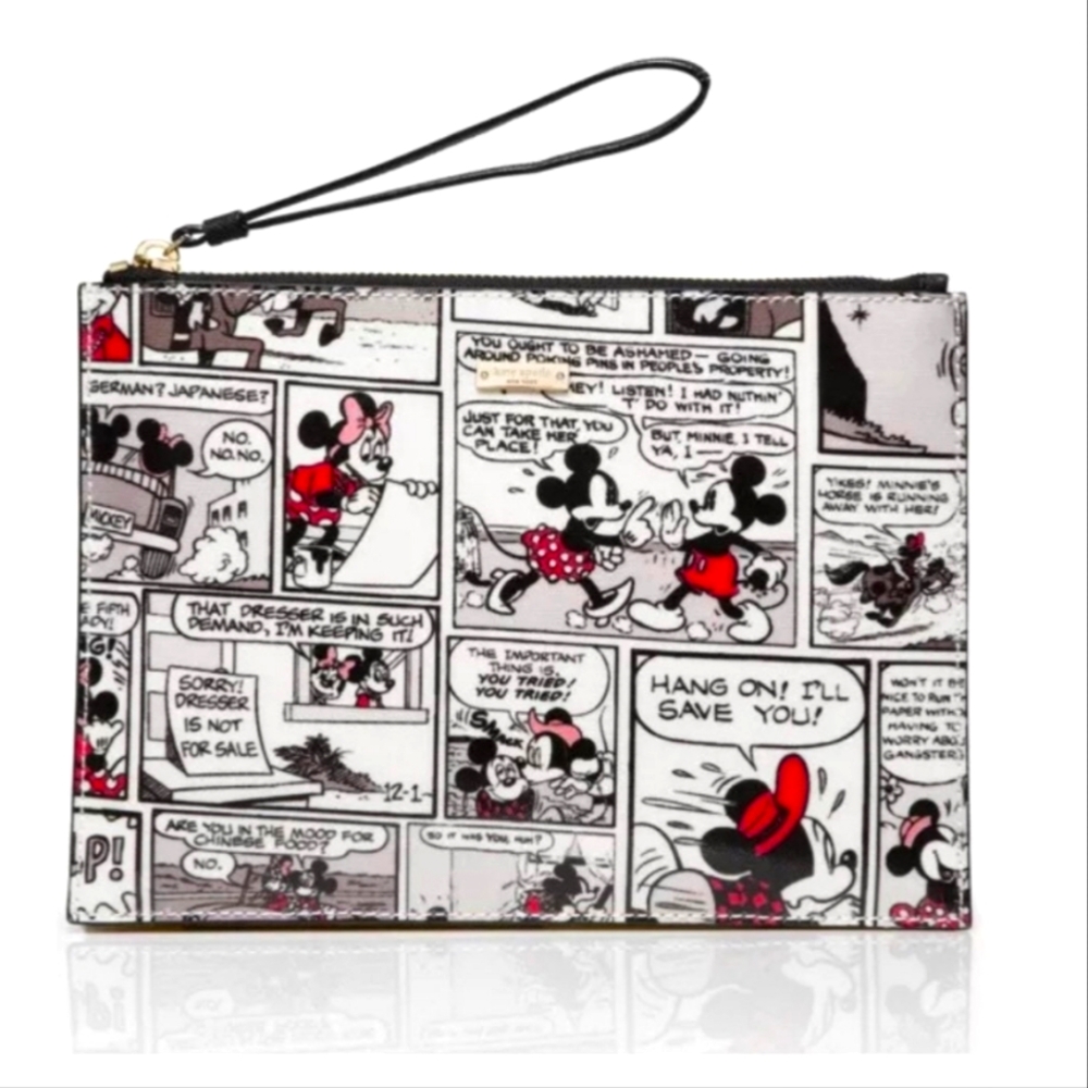 KATE SPADE X DISNEY  (STORYBOOK) MINNIE MOUSE COMIC MEDIUM BELLA WRISTLET NWOT